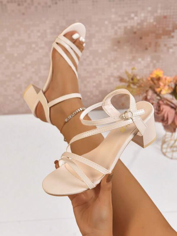 2025 New Fairy Style Open-Toe High Heel Sandals, Buckle Strap Chunky Heel Fashionable Shoes; 2025 New Apocalyptic Style Low Heel Sandals, Outdoor Ins Shoes