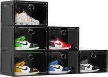 IMGCUKVZERETAILLLC KEFA XL Shoe Storage Box Organizer, 8 Pack Shoe Boxes Clear Plastic Stackable, Sneaker Display Case Container Fit For US 13 (Side 8 PACK CLEAR) - 6 包 黑色 - 查看 1