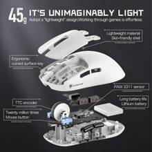 XUNFOX XUNFOX 3-Mode Bluetooth Gaming Mouse, Rechargeable 2.4G USB Wireless RGB Backlit Mouse Compatible With Ipad, Tablet, Laptop, Computer, PAW3311 Chip, 12000 DPI, 56G