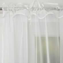 FLYING Elegant white semi-sheer curtains with 30cm embroidered lace trim, 1 piece set 400cm x 175cm, high quality polyester baryl fabric, suitable for 200-250cm curtain 尺寸, suroom room - 6063-30 - 查看 5
