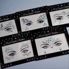 Shmian 5Pcs Sexy Temporary Face Tattoo Stickers 3D Glitter Rhinestone&Diamond Decals Festival/Party/Makeup Face Body Jewel Gem Stickers - Multicolor - View 1