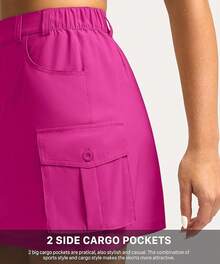 Women's Skort 5 Pockets Cargo Skirt Skirts Skorts Women Casual Summer Hiking - 玫瑰 - 查看 2