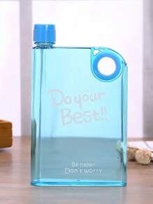 1pc Flat Water Bottle,380ml Portable Plastic Transparent Water Bottle A5 Plastic Memo Paper Travel Flask For School Activity Outdoor Gym Cycling Hiking