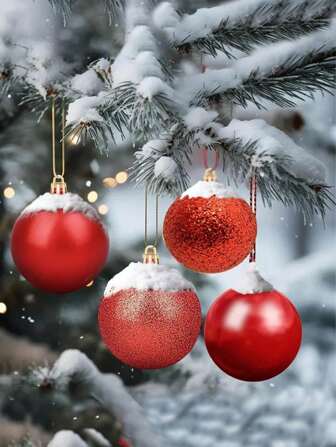 24pcs Christmas Ball Decoration Pendant, 3 Styles Christmas Tree Ornaments, Holiday Decoration Gifts Christmas Gifts