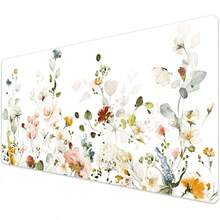 French KOKO Desk, Large Desk Pad Large Mouse Pad Cute Desk Accessories Home Office Essentials XL Desk Desk Pad Keyboard Mouse Desk Pads On Top Of Desks Computer Pink Floral Women Girls - 花白色 - 查看 1