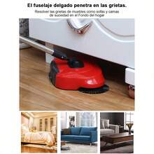 2 piezas de barredora de empuje manual, aspiradora, máquina de fregado todo en uno, combinación de escoba y recogedor, fregona, barredora mágica, barredora doméstica multifuncional de mano - Rojo - Ver 2