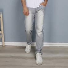 Men's Slim Fit Premium Lycra Jeans Direct From The Factory Black GREY Wash