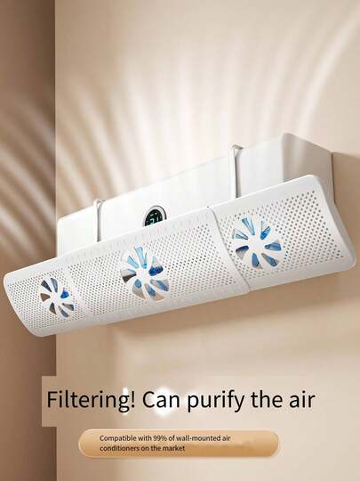 1 pezzo Deflettore d'aria per condizionatore d'aria montato a parete, pieghevole, senza bisogno di forare, il flusso d'aria morbido non danneggia il corpo, adatto per la modalità di riscaldamento e raffreddamento speciale della camera da letto. Quando non in uso, può essere piegato per evitare il flusso diretto di aria fredda. È progettato per la dissipazione del calore, il riscaldamento e la ventilazione, ed è anti-polvere, anti-muffa e anti-appannamento. È adatto sia per uffici che per camere da letto.