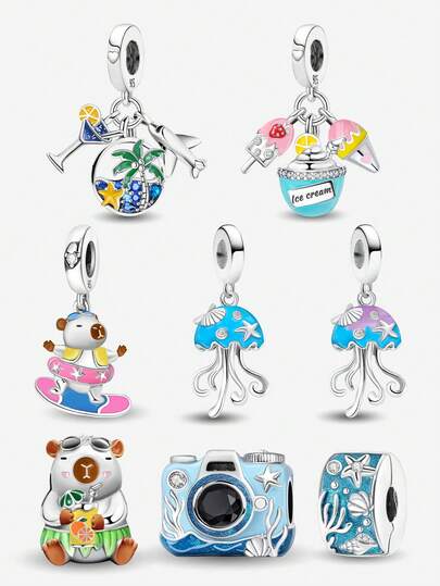 1 PC Fashionable Sparkling Jellyfish Pendant Charm Suitable For Bracelets DIY Women's Jewelry