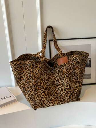 Bolso de commuter, bolso de hombro, bolso de compras, bolso tote, bolso tipo ala, portátil, bolso de compras ligero y de gran capacidad adecuado para viajes vacacionales, oficina de commuter, aula escolar, supermercado, compras, hospital. Estampado de leopardo adecuado para trabajadores de oficina, niñas, estudiantes, madres, amigos, novias, maestros, médicos, etc. Uso diario de súper gran capacidad y bolso de almacenamiento perfecto para compras y turismo, estampado de leopardo