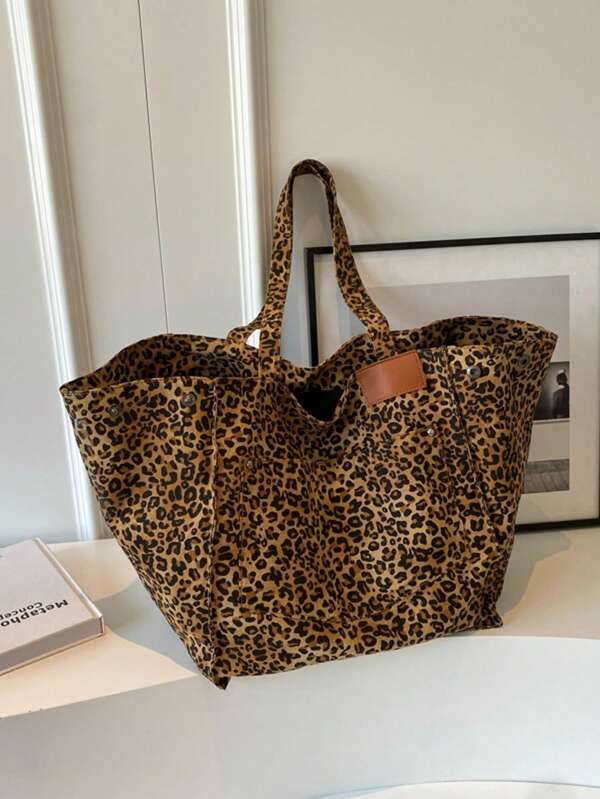 Pc Commuter Bag, Shoulder Bag, Shopping Bag, Tote Bag, Wing Bag, Portable, Light And Large-Capacity Shopping Bag Suitable For Holiday Travel, Commuter Office, School Classroom, Supermarket, Shopping And Shopping, Hospital Fashion Leopard Print Suitable For Office Workers, Girls, Students, Mothers, Friends, Girlfriends, Teachers, Doctors, Etc. Daily Use Of Super-Large Capacity And Perfect Shopping And Tourism Storage Bag,Leopard Print