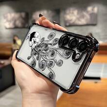 Funda de Teléfono de Manga de Horror Japonés con Chica de Pelo Rizado para Samsung S25 S24 S23 S22 S21 FE Ultra Plus 4G 5G, Resistente a Impactos, Transparente y Suave - Colores mixtos - Ver 5