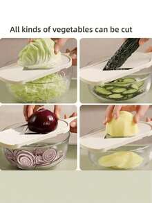 1 件装蔬菜沙拉切片机，厨房蔬菜切丝器/切丝器，适用于卷心菜、生菜、紫甘蓝、黄瓜、萝卜，多用途卷心菜磨碎器，非常适合制作沙拉和凉拌卷心菜，易于使用和清洁，耐用的塑料材质，必备厨房小工具 - 彩色 - 查看 9