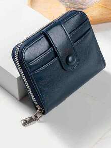 1 Stück Strukturierte Geldbörse für Herren, Business Kurz-Brieftasche mit Bi-Fold, kompakten Multi-Kartenfächern, multifunktionaler Kartenetui - Braun - Übersicht 3