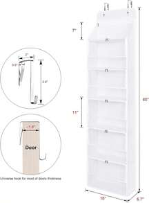 Hanging Yarn Storage Organizer With 6 Zipper Closure Compartments, Large Capacity Knitting Organizer Storage, Over The Door Hanging Yarn Holder For Knitting Needles, Crochet Hooks(Clear White) - Burgundy - View 1
