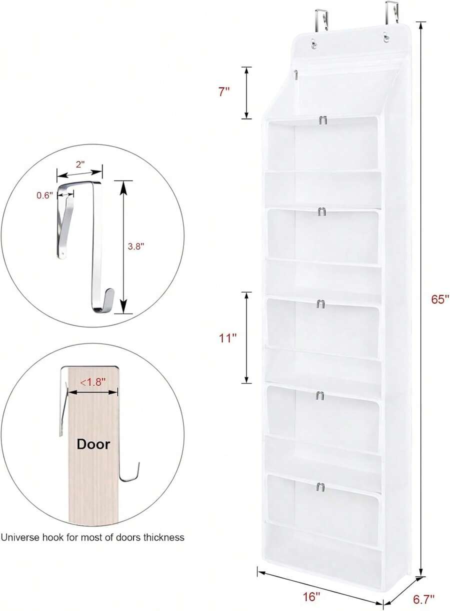 Hanging Yarn Storage Organizer With 6 Zipper Closure Compartments, Large Capacity Knitting Organizer Storage, Over The Door Hanging Yarn Holder For Knitting Needles, Crochet Hooks(Clear White) - Burgundy - View 1