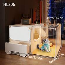 Cat Cage With Litter Box, Indoor Home Cat Condo, All-In-One Cat Bed, Litter Box, Cat Furniture For Apartment