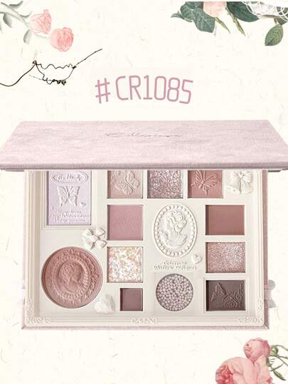 COLORROSE 压纹彩妆盘，哑光和珠光眼影粉盘，显色度高，持久闪亮眼影，质地柔滑轻盈，带镜子，高光，修容和腮红多功能彩妆盘