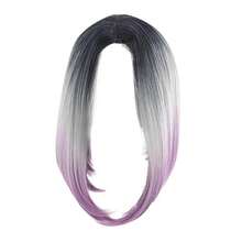 MGluel Wigs Human Hair Pre Plucked Pre Cut Lace Front Wigs Human Hair Natural Black Sier Purple Gradient Women Wigs Bob Haircut HD Lace Front Wigs Heat Resistant Fiber Wigs 22bec 6001 - 紫色 - 查看 2