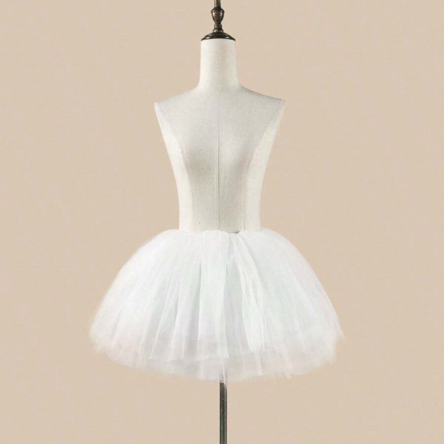 تنورة لوليتا من التول الناعم بدون عظام بطول 38 سم ذات لون واحد، مناسبة للارتداء اليومي لفتاة ناعمة، مناسبة لجميع الفصول - A - مشاهدة 1