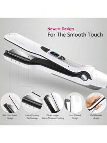 UKLISS Alisador de cabello con vapor de nano titanio y cerámica con pantalla LCD digital, 5 ajustes de calor, bloqueo automático de temperatura, peine desmontable, alisado y rizado del cabello con vapor, adecuado para estudiantes, vacaciones y viajes