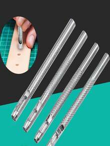 4/12 Peças Conjunto Profissional de Perfurador de Couro, Kit Perfurador Resistente para Cintos/Relógios/Bolsas, Perfurador de Orifícios Redondos de 4 Tamanhos, Ferramentas de Artesanato de Couro DIY para Reparar Alças e Fazer Acessórios, Ferramentas de Perfuração de Couro