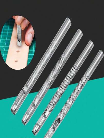 Set de 4/12 perforadores profesionales, kit de perforador de agujeros resistente, 4 tamaños de perforador de agujeros redondos, herramientas de artesanía para reparar correas y hacer accesorios, herramientas de perforación