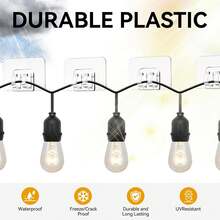 Paquete de valor de 50/100 ganchos para luces de patio y exteriores - 50/100 con cinta - sin daños, sin herramientas necesarias, no poroso, resistente al agua, resistente a los rayos UV, excelente para baños y cocinas