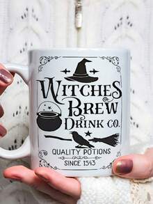 1 caneca de café de cerâmica de bruxa de 11 oz - lavar somente à mão, isolada, reutilizável, presente de Halloween, presente para família e amigos, xícara de café gelado, chá, suco, leite, presente de aniversário, bebida, caneca reutilizável, presente de festa de Halloween