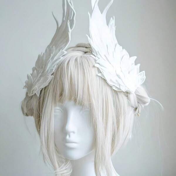 2Pcs Elegant White Angel Wing Hair Clips, Swan Feather Hairpins For Wedding Cosplay Photo Prop, Party Festival Hair Accessories, Swan Style Hair Clips For Photography Cosplay, Fairy Bride Costume Hair Accessories, Elegant Christmas Party Decor