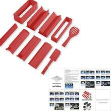 YumiPLUS 10pcs Sushi Making Kit - Premium Plastic Sushi Maker Set With Rice Roll Molds, DIY Tool For Home Beginners, Includes Spreader And Chopsticks, Perfect For Homemade Sushi And Rice Balls, Sushi Roll Maker (Random Color And Style) - Multicolor - View 2