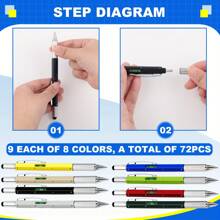 1pc 6-In-1 Multi-Purpose Pen Construction Tool, Gift Tool Pen, Multi-Purpose Pen With Ball Pen, Ruler, Touch Pen, Level, Screwdriver, Pen Tool Small Tool Pen Gift, Suitable For Dad Gift, Christmas And Birthday Presents,School Supplies,Back To School