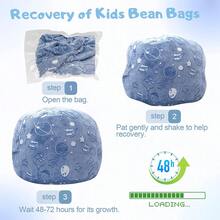 Kids Bean Bag Chair Turn Into Beanbag Bed, Unicorn Toddler Bean Chair For Girl Boy Sleeping, Lazy Children Sofa Couch With Filler, Convertible Child Floor Mattress, Glowing Space - 玫紅色 - 查看 11