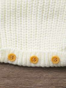 Newborn Knitted Cute Floral Embroidered Bodysuit - White - View 5