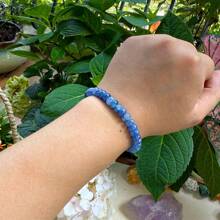 1pc Blue Agate Anxiety Bracelet - Balances Emotions, Enhances Self-Confidence And Willpower, Intuition And Insight, Unisex Daily Wear, Holiday Gift, Natural Agate Stone [Color Varies]