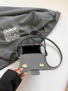 Solid - Colored Mini Women's Hand - Held And Cross - Body Bag - Fashionable Leather - Unique Design - Suitable For Fashion - Forward Women - An Ideal Choice For Daily Trips And Social Activities. - Grey - View 9