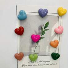 10 Colorful Heart-Shaped Refrigerator Magnets, Heart-Shaped Decorative Stickers, Suitable For Kitchens, Offices, Whiteboards, Cabinets And Dishwashers - Elegant Home Decoration And Ideal Mother's Day Gift, Party Small Gift (Random Colors)