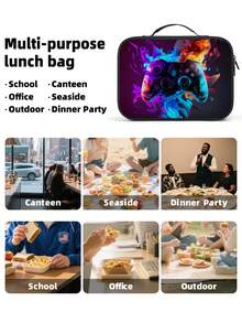 Gamer Boys Lunch Box,Insulated Video Game Lunch Bag For Boys Girls, Reusable Portable Lunchbox To School Work Office Travel Picnic Hiking Beach - one-size - View 7