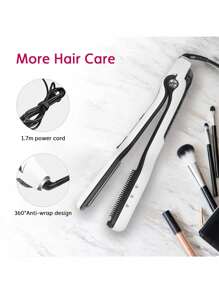 UKLISS Alisador de cabello con vapor de nano titanio y cerámica con pantalla LCD digital, 5 ajustes de calor, bloqueo automático de temperatura, peine desmontable, alisado y rizado del cabello con vapor, adecuado para estudiantes, vacaciones y viajes