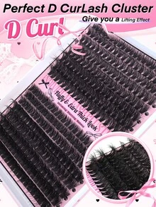 Wimpernbüschel DIY Wimpernverlängerung, Wimpernverlängerungsset, D-Curl Wimpernverlängerungsset, schwarze individuelle Wimpernbüschel Curl 60D+80D 320 Stück, 9-16 mm gemischte individuelle Wimpernbüschel DIY für Zuhause, D-Curl Wimpern, dicke Wimpernbüschel mit Wimpernkleber