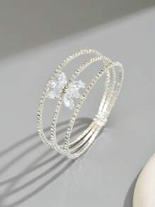 1 pieza Brazalete de cobre multicapa con diseño hueco minimalista y elegante con circonita cúbica, versátil para el uso diario