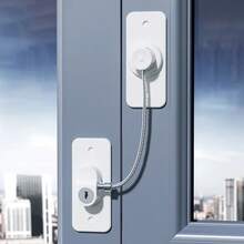 Cerradura de  para Ventanas Multifuncional Anti-Caída Limitador Giratorio para Gabinetes y Refrigeradores Protección de  para el Hogar - Negro - Ver 3