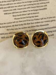 1 pieza Pendientes con estampado geométrico de leopardo - Piezas de declaración de lujo ligero con un diseño elegante y de alta gama