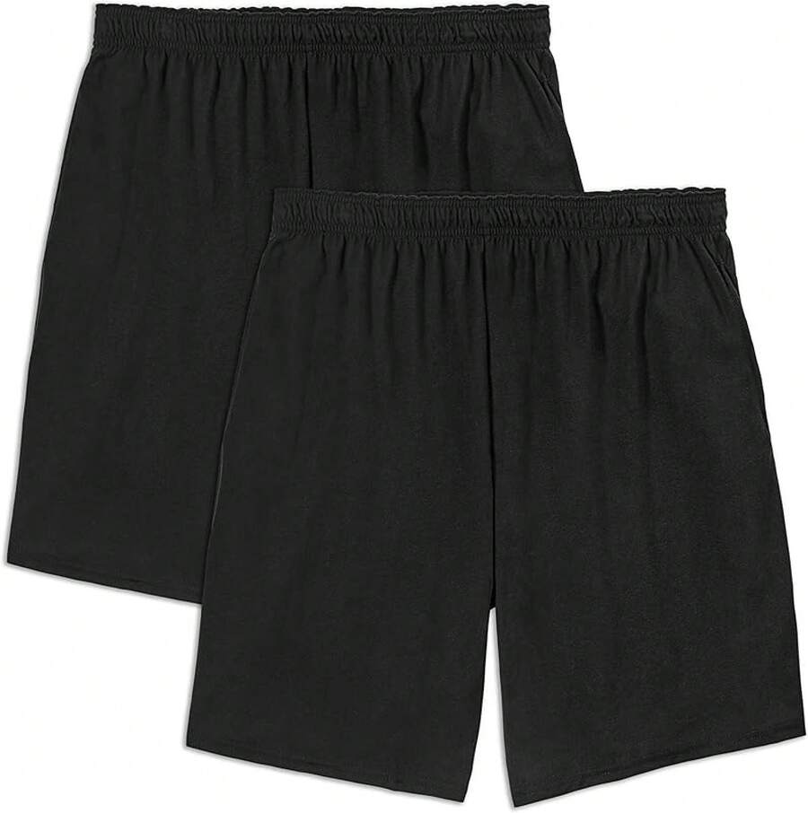 Men's Cotton Shorts With Pockets (S-4XL) - 2 Pack - Black - View 1