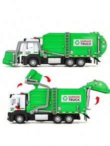 Realistic Children's Garbage Truck Toy With Recycling Bin - Excellent Children's Birthday And Holiday Gift - Multicolor - View 8