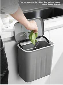 1pc Wall-Mounted Sliding Lid Trash Can With Sealed Lid, Waste Bin, Garbage Storage Box, Bathroom Side Storage Bucket, Home Organization, Flip Lid/Slide Lid, Suitable For Kitchen, Bathroom, Living Room, Comes With Hook