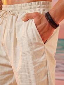 Men's Baggy Pants Loose Casual Streetwear Balloon Bag Trousers Tailored Linen Everyday Adjustable Drawstring