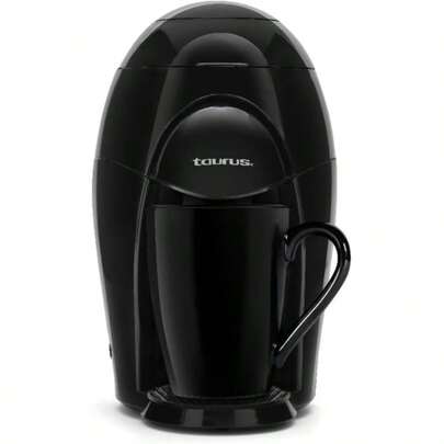Cafetera personal TAURUS MEDEA 2000 | Taza de cerámica incluida de 150 ml | Negra | Filtro lavable y reutilizable | Interruptor luminoso