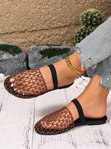 Women's Flat Sandals Open Weave 2025 New Summer Beach Vacation Black Brown Non-Slip Plus Size Slip-On Elegant Glamorous Music Festival Punk Chic Sexy Shoes