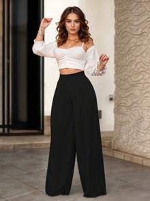 Pantalon Olgado Sin Bolsas - Negro - Ver 1